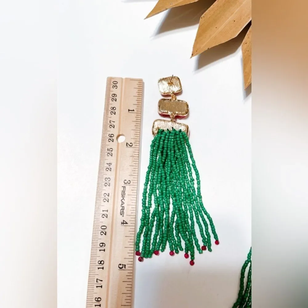 Beaded tassel drop earrings #669